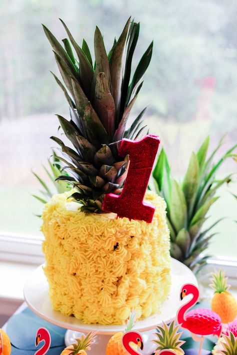 Pineapple Smash Cake, Luau Smash Cake, Tropical Smash Cake, 1st Birthday Luau, Tiki Cake, Hawaii Birthday Party, Raising Wildflowers, Combined Birthday Parties, Birthday Luau