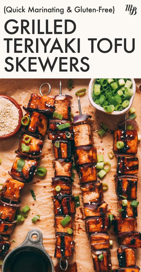 Tofu Skewers, Sesame Noodle Salad, Sesame Noodle, Cold Sesame Noodles, Teriyaki Chicken Skewers, Teriyaki Tofu, Teriyaki Glaze, Sesame Noodles, Grilled Tofu