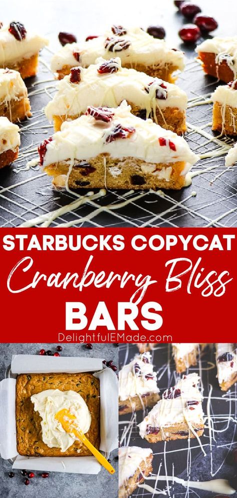 What To Make With Cranberries, Copycat Cranberry Bliss Bars, Bliss Bars Starbucks, At Home Starbucks, Starbucks Cranberry Bliss, Cranberry Bliss Bars Recipe, Cranberry Treats, Cranberry Bliss Bars Starbucks, Bliss Bars