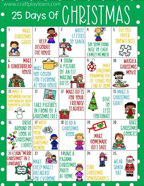 Christmas Activities For Kids - Craft Play Learn Christmas Count Down For Kids, 25 Days Of Christmas Ideas For Kids, Advent Calendar Activities For Kids, Christmas Activity Printables, 10 Days Of Christmas, Gift Games, Christmas Activities For Toddlers, Activity Printables, Advent Ideas