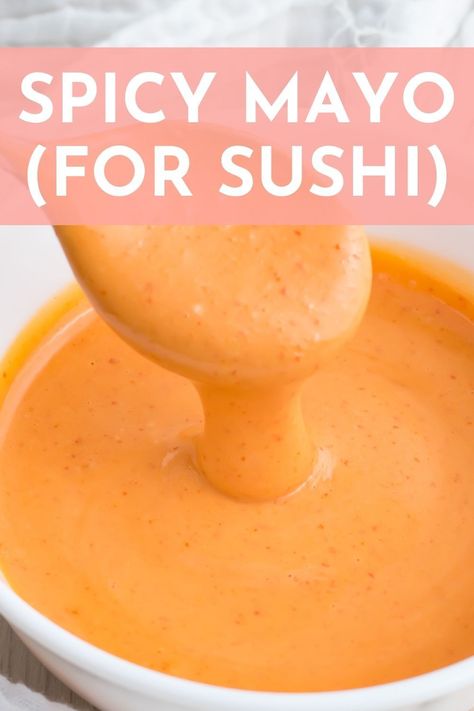 This Spicy Mayo Recipe is a game-changer for sushi night! Made with just a handful of ingredients, this creamy and spicy sauce is perfect for dipping your favorite rolls and adding a little bit of flavor to your meal. Sushi Toppings Sauce Recipes, Sriracha Mayo Sauce For Sushi, California Roll Sushi Sauce, How To Make Spicy California Rolls, Sushi With Spicy Mayo, Orange Sushi Sauce, Homemade Spicy Mayo For Sushi, Vegan Spicy Mayo Sushi, Ell Sauce Sushi Recipe