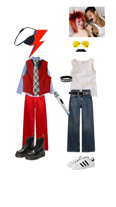 Costume inspo David Bowie Costume, Cool Couple Halloween Costumes, David Bowie Fashion, Classy Halloween Costumes, Pretty Halloween Costumes, Hallowen Costume, Freddy Mercury, Costume Inspo, Halloween Costume Outfits