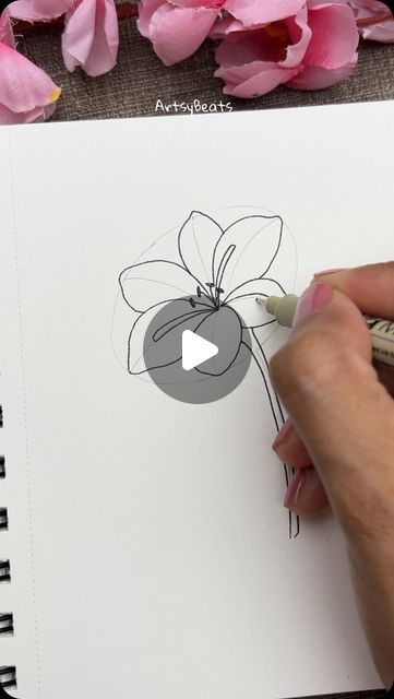 Floral Drawing Tutorial, Easy Drawings Sketches Step By Step, How To Draw Flowers Step By Step Easy, Drawing Flowers Doodles, Love Drawing Ideas Easy, How To Draw A Flower Step By Step, Easy Flower Drawings Step By Step, How To Draw Flowers Easy, Easy Floral Drawing