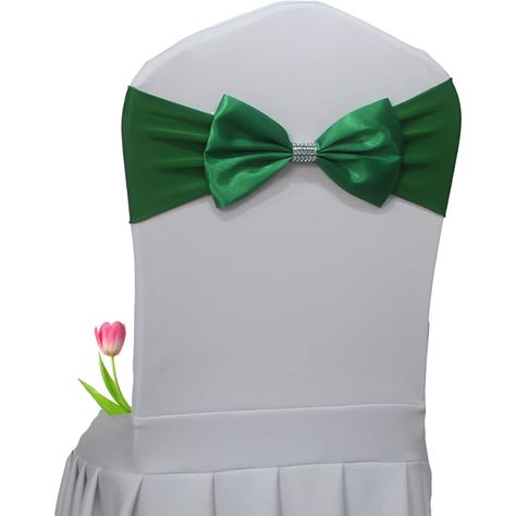 PRICES MAY VARY. Size & Package: This bow spandex band is 6"x13.7". Fit Width of Chair: 14" - 19". Your package will include 100 x Green Chair Sashes.(Without chair covers) Quality Material: These stretch chair sashes are made of 90% polyester 10% spandex elastic cloth, Hemming edge, durable to use, not easy to go out of shape, reusable. Machine washable on gentle cycle. Easy to Use: These bow stretch chair bands are easy to wear and take off, no need to tie a bow, you just need to stretch over Bow Chair, Reception Hotel, Banquet Chair Covers, Chair Bands, Chair Ties, Romantic Birthday, Hotel Reception, Chair Sashes, Dining Chair Slipcovers