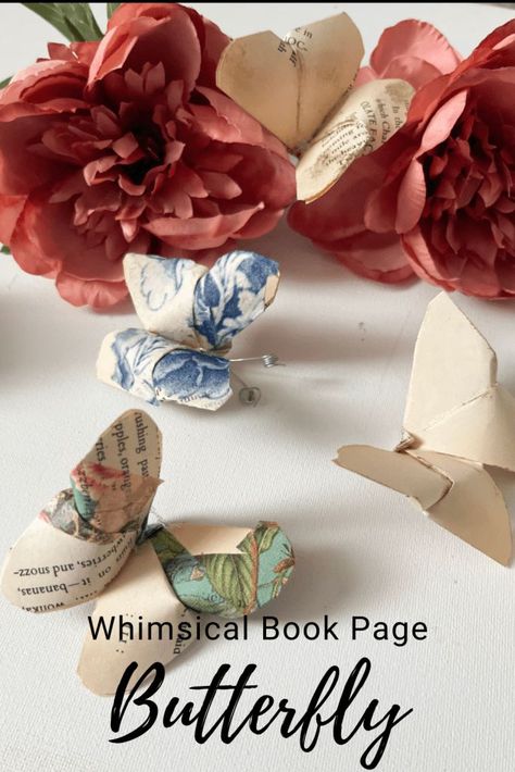 Transform old book pages into whimsical butterflies with our DIY tutorial! Create charming wall art or decorative accents with these delightful book-inspired butterflies. Perfect for adding a touch of literary magic to your home decor Wall Art With Book Pages, Diy Butterfly Art, Whimsical Butterflies, Folded Book Art Diy, Diy Old Books, Easy Butterfly, Book Art Projects, Old Book Crafts, Tape Projects