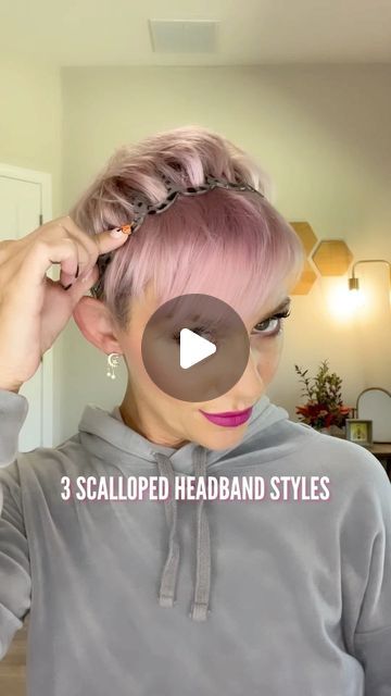 3,467 likes, 130 comments - hairmakesupbee on October 26, 2022: "3 Scalloped Headband Styles- Prior to these I hadn’t used this style of headband before. I really like them, they stay put and are comfortable to wear. I wore the 3rd style for around 8 hours and by the end of the night had forgotten I was wearing a headband. The one I’m using can be found at the link in my bio on the accessories page. It comes in a pack of 2 from @clairesstores 🤍🐝". Head Band Short Hair, Pixie With Headband, Headband Hairstyles With Bangs, Hair Headband Styles, Headbands Short Hair, Elastic Headband Hairstyle, Headband Short Hair, Pixie Cut Headband, Over 40 Hair