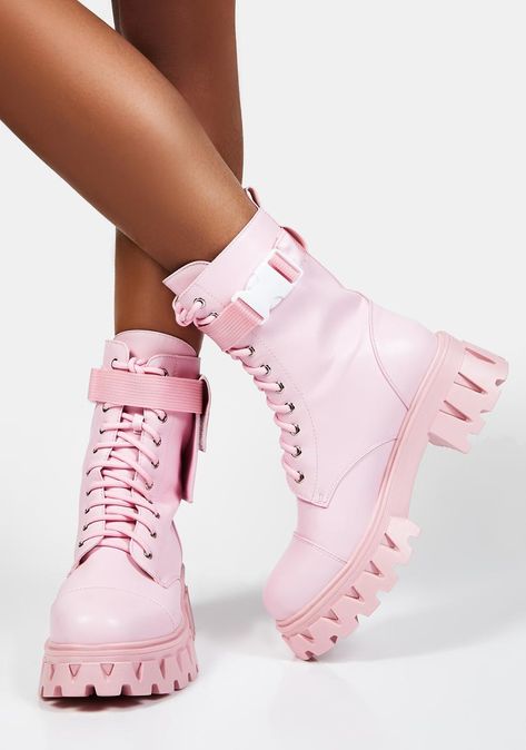 Pink Combat Boots, Knee High Combat Boots, Chunky Combat Boots, Summer Fashion 2022, Kawaii Outfit Ideas, Beach Styles, Punk Boots, Styles Summer, Pink Boots