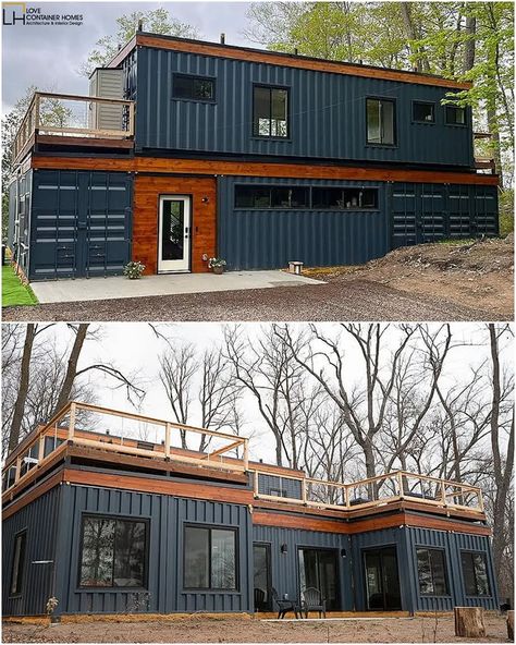 Rate this container home on a scale of 0 to 10. Would you live in this? We specialize in architectural planning, engineering, design, and cost estimation of shipping container structures across all 50 states of the US. We Design Container Homes | Offices | Restaurants | Gyms | Cafes, and more! Message/Email us to acquire custom architectural plans and designs for your shipping container project. Chat with our team to understand your project requirements and acquire plans and designs for y... Shipping Container Homes Plans, Container Homes Plans, Shipping Container Sheds, Container Home Plans, Metal Building House Plans, Cargo Container Homes, Cargo Container House, Beautiful Small Homes, Shipping Container Home Designs