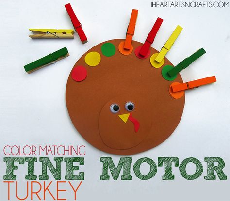 This clothespin turkey craft incorporates fun color matching and fine motor skills in one easy Thanksgiving activity your kids will be sure to love! November Crafts Preschool, Turkey Crafts Preschool, Arts N Crafts, Thanksgiving Activities Preschool, Thanksgiving Crafts For Toddlers, Thanksgiving Toddler, Thanksgiving Games For Kids, Thanksgiving Crafts Preschool, November Crafts