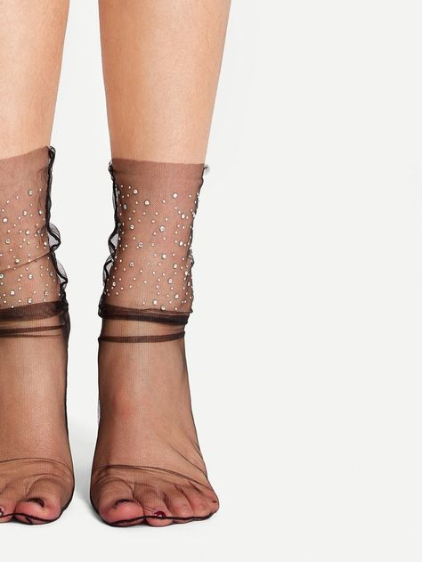 Net Socks, Fishnet Leggings, Fishnet Socks, Polka Dot Socks, Denim And Diamonds, Mesh Socks, Sheer Socks, Nylons Heels, Over The Knee Socks