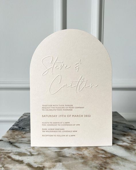 Arched Wedding Invites, Emboss Wedding Invitation, Wedding Invitation Arch, Neutral Wedding Invites, Arched Wedding Invitation, Arched Invitation, Wedding Invitations Arch, Safe The Date, Arch Wedding Invitation