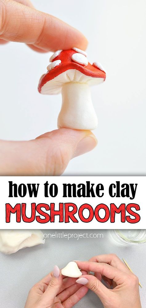 Polymer Clay Crafts Mushrooms, Sculpting For Beginners Clay, Modeling Clay Mushroom, Beginner Clay Sculpting Ideas, How To Make Molding Clay, Mushrooms Polymer Clay, Mushroom From Clay, Mushroom Modeling Clay, Clay Mushroom Tutorial