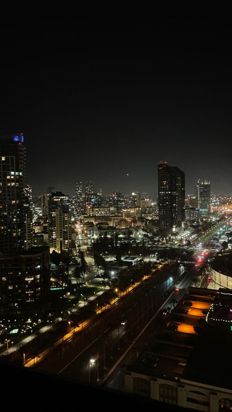 night shot of downtown San Diego from floor 9 of the Manchester grand Hyatt hotel located near the convention center. Grand Hyatt, Downtown San Diego, Bedroom Interior, Manchester, San Diego