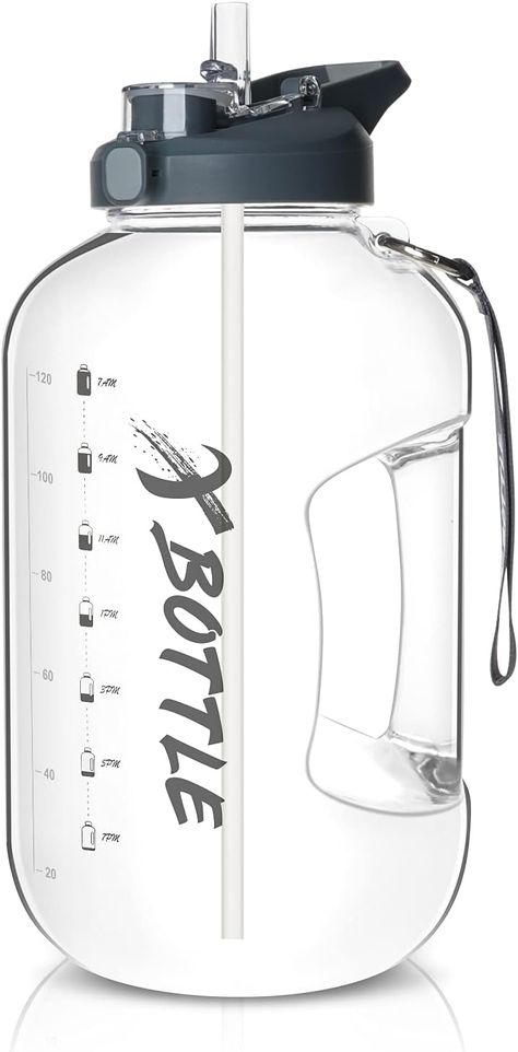 128oz Large Capacity Water bottle -This sturdy big water bottle holds 1 gallon of water to meet the a whole-day water intake and fitness hydration needs of 2 adults and ensures you enjoy one water jug without having to refill it frequently especially when you’re working in office or training hard outdoors & indoors. The ergonomic handle built-in allows for easy water transportation, perfect for carrying out to do outdoor practice and activities on hot summer days. 1 Gallon Water Bottle, Big Water Bottle, Water Bottle Brands, Daily Water Intake, Large Water Bottle, Gallon Water Bottle, Filtered Water Bottle, Gallon Of Water, Bottle With Straw