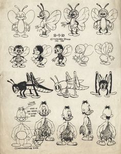 Classic Animation Art - Fleischer Studios - Fleischer Model Sheets ... Rubberhose Style Tutorial, 1930 Character Design, Vintage Cartoon Illustration, Cartoon Model Sheet, 1930s Character Design, Rubberhose Character Design, Fleisher Studios, 1940s Cartoons, 30s Cartoon