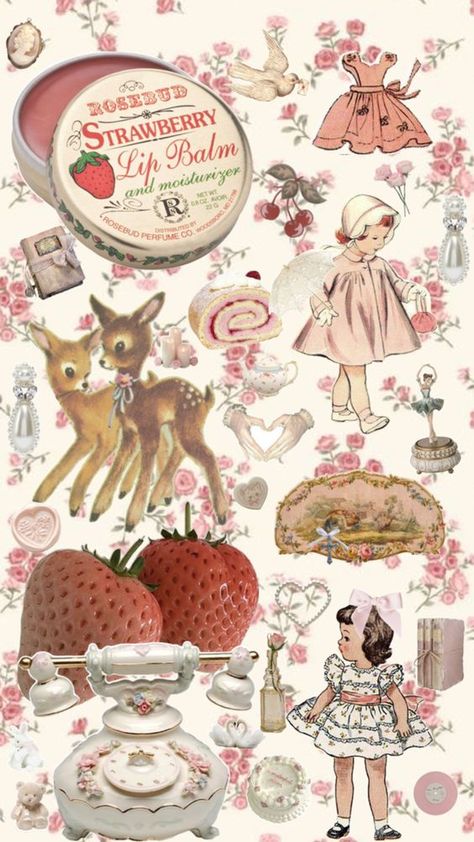 Coquette wallpaper ! Strawberry Core Wallpaper, Coquette Wallpaper Strawberry, Room Collage, Coquette Wallpaper, Cute Home Screen Wallpaper, Cute Home Screens, Soft Pink Theme, Room Prints, Nails Today