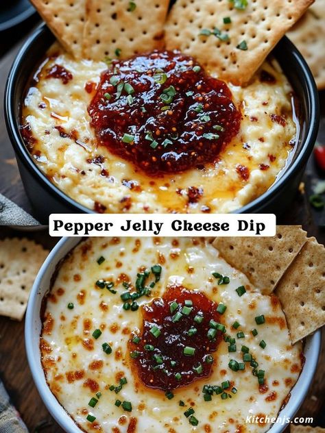 Pepper Jelly Cheese Spread, Pepper Jelly Recipe Appetizers, Pepper Jelly Cheese Dip Recipe, Red Pepper Jelly Recipe Appetizers, Red Pepper Jelly Dip, Pepper Jelly Appetizer, Pepper Jelly Cheese Dip, Ramp Recipes, Pepper Jelly Dip