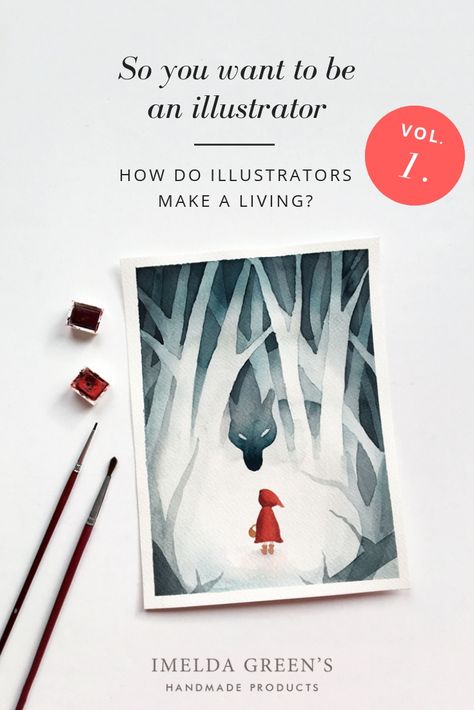 So you want to be an illustrator - Illustration types | Little Red Riding hood - watercolor illustration Illustrator Career, Illustration Art Watercolor, Illustration Business Cards, Forest Illustration, Scientific Illustration, Watercolor Trees, Book Illustrations, Watercolour Tutorials, Art Business