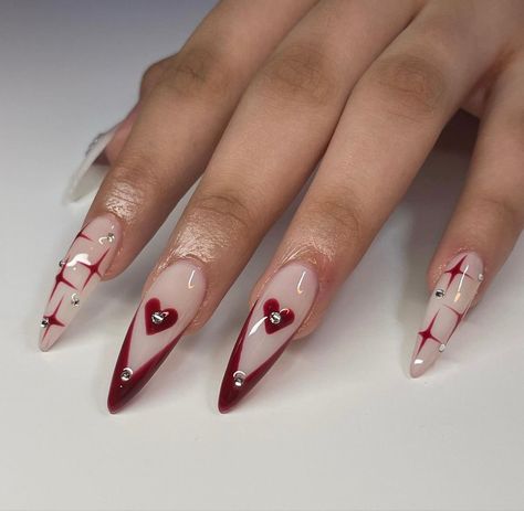 Easy Nail Designs For Beginners, Nail Art Designs Valentines, Nail Art Designs Valentines Day, Nail Designs For Beginners, Easy Nail Designs, Quartz Nails, Easy Nail Art Designs, Goth Nails, Edgy Nails