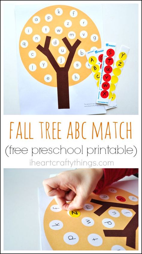 Preschoolers will love learning about and practicing their uppercase and lowercase letters with this Fun Fall Tree ABC Match Preschool Printable. School Diy Ideas, Thanksgiving Games For Kids, Matching Activities, Fall Preschool Activities, Fall Lessons, Free Preschool Printables, Tree Study, Alphabet Matching, Fall Tree