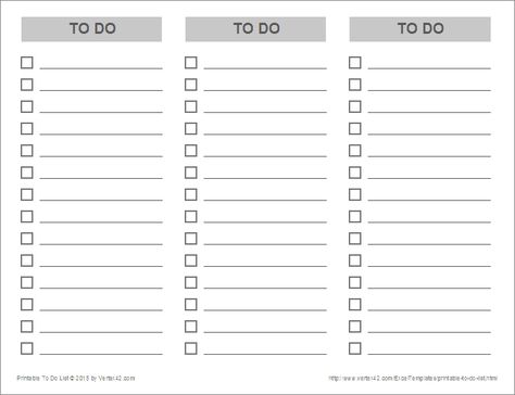 Free printable Simple To Do List (3 Columns) (PDF) from Vertex42.com Blank To Do List, Gantt Chart Templates, To Do List Template, To Do Planner, To Do Lists Printable, Receipt Template, Checklist Template, Task List, Notes Template