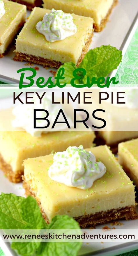 Easy Key Lime Pie, Key Lime Recipes, Key Lime Bars, Key Lime Desserts, Key Lime Pie Bars, Key Lime Pie Easy, Lime Desserts, Pie Bar Recipes, Keylime Pie Recipe