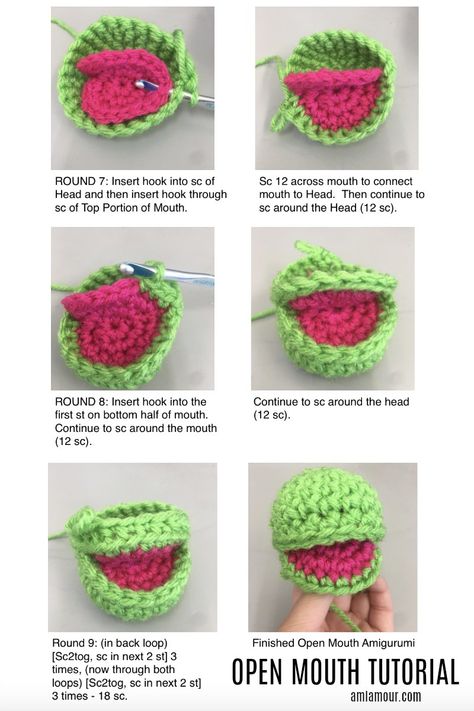 How to Crochet Open Mouth Amigurumi - Ami Amour Pola Amigurumi, Crochet Amigurumi Free, Crochet Bookmarks, Fun Crochet Projects, Open Mouth, Yarn Projects, Crochet Basics, How To Crochet, Crochet Techniques