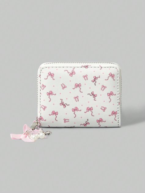 ROMWE Kawaii 1pc Dot Bow Design Women Short Wallet With Bow Accent Zipper Coin PurseI discovered amazing products on SHEIN.com, come check them out! Embroidery Clutch, Cherry Embroidery, Zipper Coin Purse, Pu Leather Wallet, Short Wallet, Matte Foundation, Bow Design, Small Wallet, Kids Sleepwear