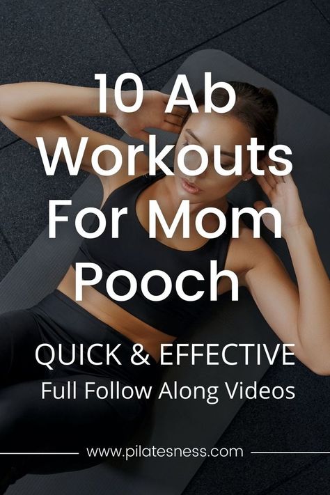 Are you looking for ab workouts for mom pooch? This post is for all the moms who want to lose a mom pouch and strengthen their core. Restore the strength of your core with these 10 amazing ab workouts for mom pooch (full follow-along workouts). Free Pilates Workout, Pilates Mom, Mom Pouch, Mom Pooch, Full Body Pilates Workout, Cardio Pilates, Pilates Workouts, Sweaty Workouts, Pilates For Beginners