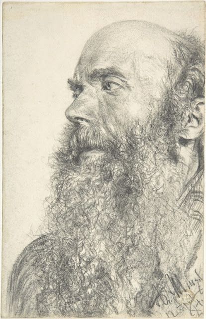 Inspirational Artworks: Adolph Menzel Adolf Von Menzel, Adolph Menzel, Charcoal Portraits, Bearded Man, Inspirational Artwork, Portrait Sketches, Guy Drawing, Wood Engraving, Drawing Prints