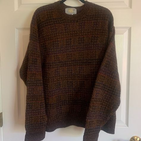 Vintage Plaid Sweater From The 80s From The Christopher Fischer Brand. Size Large. In Great Condition - Some Pilling, But Thats All. Stored Flat/Unworn For 20+ Years And Only Hung For Pictures. Dark Acadamia, Sweaters Vintage, Random Clothes, Thats All, Grandpa Sweater, Plaid Sweater, Swaggy Outfits, Vintage Plaid, The 80s