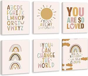 Boho Rainbow Nursery Wall Decor, Baby Shower Nursery Decor Kids Room Decor You are So Loved Rainbows Classroom Wall Decor, Set of 6(8”X10”) Alphabet Weather Art Print Girl Boy School Rainbow Room Decor, Boho Rainbow Nursery, Boy School, Weather Art, Watercolor Flower Prints, Classroom Wall Decor, Rainbow Canvas, Alphabet Wall Art, Rainbow Room