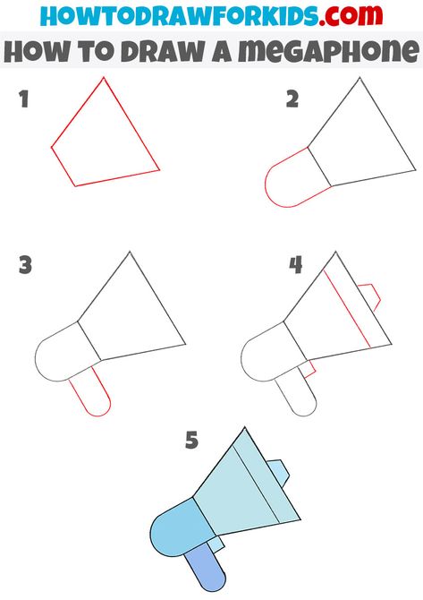 How to Draw a Megaphone - Easy Drawing Tutorial For Kids Megaphone Drawing, Draw Objects, Creative Art Projects, Doodle Art For Beginners, Fairy Tattoo Designs, Sketching Ideas, Easy Drawing Tutorial, Drawing Tutorials For Kids, Coloring Supplies