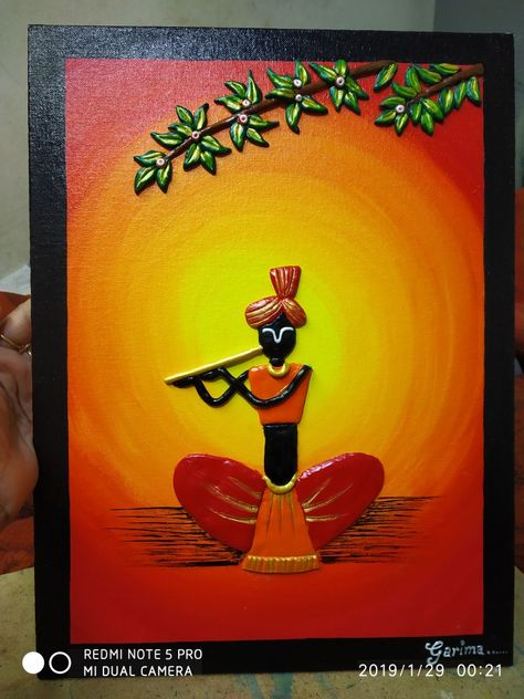 Canvas Painting With Mouldit, Krishna Clay Art On Canvas, Mouldit Art Ideas Diy, Fevicryl Mouldit Ideas On Canvas, Shilpkar Clay Art On Canvas, Penting Art Beautiful, Fevicryl Mouldit Art Ideas, Clay Mural Art On Canvas, Mouldit Art Ideas On Canvas