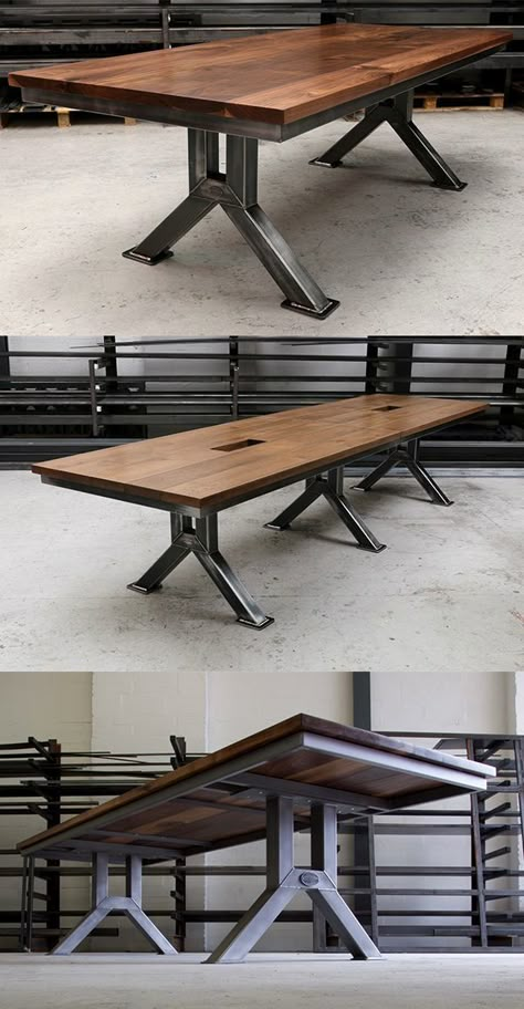 Workshop Tables, Meja Outdoor, Meja Industrial, Industrial Style Dining Table, Furniture Wheels, Industrial Workshop, Welded Furniture, Table Industrial, Vintage Industrial Decor