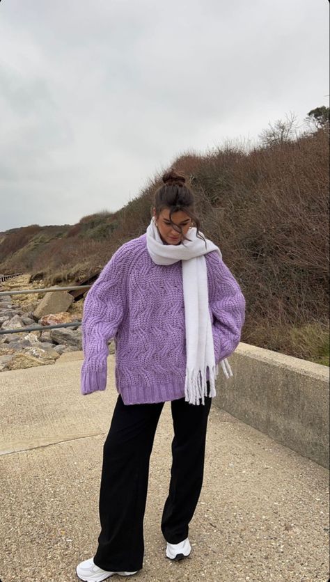 Purple Sweater Outfit, Jade Honey, Spring Basics, Outfit Ideas 2024, Outfit Blazer, Beach Walks, Jumper Outfit, Purple Outfits, Wardrobe Outfits