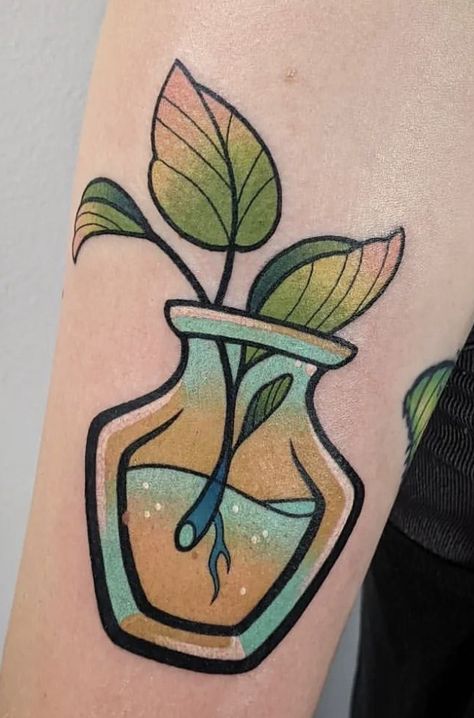 Plant Shelf Tattoo, Mint Leaf Tattoo, Plant Leaf Tattoo, Boba Tattoo, Small Plant Tattoo, Vaporwave Tattoo, Illustrative Tattoos, Tattoo 2024, Flower Floor