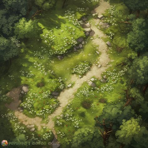 Clearing In The Woods, Nature Games, Forest Map, Fantasy City Map, Map Games, Dnd World Map, Fantasy World Map, Tabletop Rpg Maps, Terrain Map