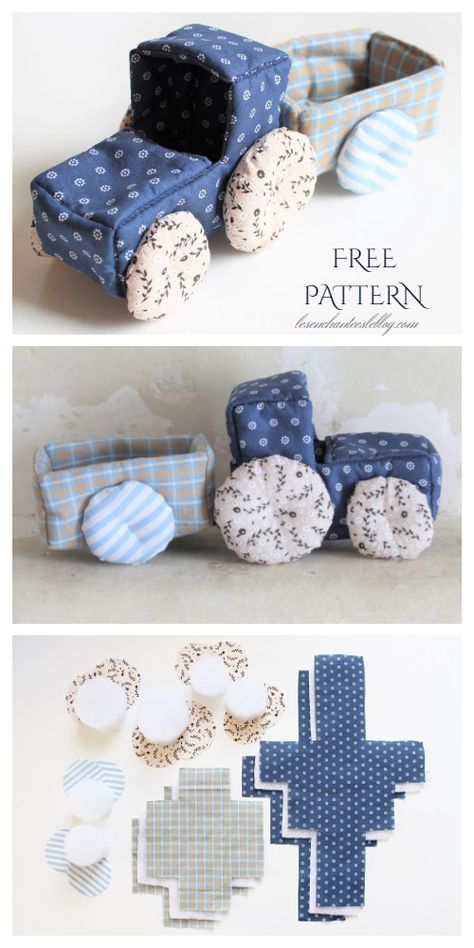 DIY Fabric Toy Tractor Free Sewing Pattern Cloth Toys Diy, Fabric Toys Diy, Fabric Art Diy, Quilted Toys, Felt Toys Patterns, Diy Fabric Crafts, Handmade Stuffed Animals, Baby Activity, Fabric Sewing Patterns