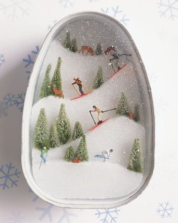 Martha Stewart's Crafts for Kids: Kids' Winter Crafts - Martha Stewart Ski Slopes, Winter Crafts For Kids, Navidad Diy, Winter Diy, Noel Christmas, Winter Crafts, Shadow Boxes, Snow Globe, White Christmas