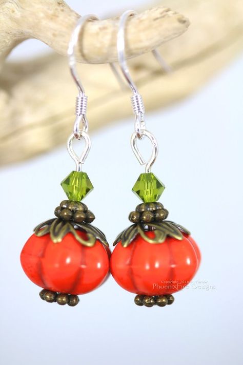 Pumpkin Earrings, Fall Festive Jewelry, Orange Pumpkins, Swarovski Crystal, Thanksgiving Holiday Jewelry, Cute Dangling Earrings Samhain RTS Halloween Jewelry Diy Ideas, Autumnal Jewelry, Handmaid Jewelry, Halloween Motive, Halloween Jewelry Diy, Halloween Beaded Jewelry, Thanksgiving Jewelry, Pumpkin Jewelry, Autumn Earrings