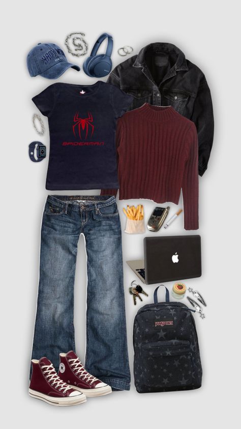 Marvel Aesthetic Outfit, Spider Man Inspired Outfit, Spiderman Girl, Spiderman Outfit, Parker Outfit, Androgynous Outfits, Marvel Aesthetic, Marvel Clothes, Aesthetic Fits