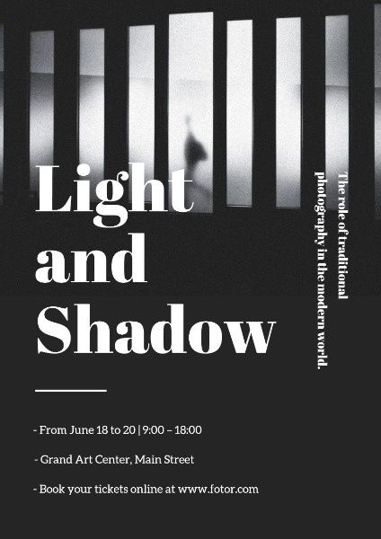 Light And Shadow Photography, Photo Exhibition, Book Cover Template, Shadow Photography, Youtube Channel Art, Photography Exhibition, Photography Book, Design Maker, Shadow Art