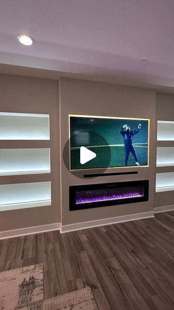 Basement Media Wall Built Ins, Built A Fireplace, Cabinet On Side Of Fireplace, Fireplace Framing Plans, Media Wall Ideas With Electric Fireplace, In Wall Tv Built Ins, Dry Wall Ideas Living Room, How To Build Fireplace Tv Wall Modern, Built In Tv Wall Unit With Fireplace Shelving