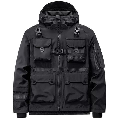 Y2k Clothes Men, Mens Techwear, Black Cargo Jacket, Cyberpunk Jacket, Techwear Jacket, Streetwear Coat, Tactical Wear, Streetwear Male, Tactical Jacket