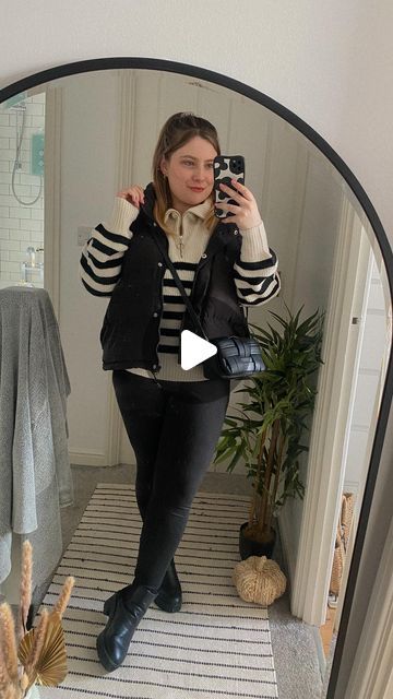 Chloé | UGC Beauty & Lifestyle Creator on Instagram: "AD | On the hanger vs on me part 4🖤

Another cosy, comfy autumn outfit 🧸🍂

I love this stripe knit jumper, it’s definitely going to become a staple in my wardrobe that I can wear year after year. I layered on a black gillet and added some chunky boots. Now I feel I need to go pumpkin picking 🎃🫶🏻

AD - pr visit/gifted shop 
@shopmatalan #matalan #lovematalan" Comfy Autumn Outfit, Ugc Beauty, Lifestyle Creator, Pumpkin Picking, My Wardrobe, Chunky Boots, Beauty Lifestyle, Autumn Outfit, Part 4