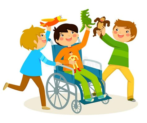 Playing in a wheelchair. Boy in wheelchair playing with his friends #Sponsored , #AD, #Ad, #wheelchair, #playing, #Boy, #Playing Book Background, Kids Vector, Kids Clipart, Cat Cards, School Decorations, Cartoon Kids, Cute Illustration, Vintage Dolls, Wheelchair