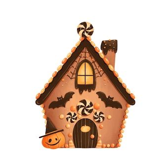 Lizalebedj | Freepik Haunted Gingerbread House, Haunted House Drawing, Halloween Gingerbread House, Halloween Gingerbread, House Wreath, Happy Halloween Banner, Casa Halloween, Christmas Gingerbread House, Halloween Sign