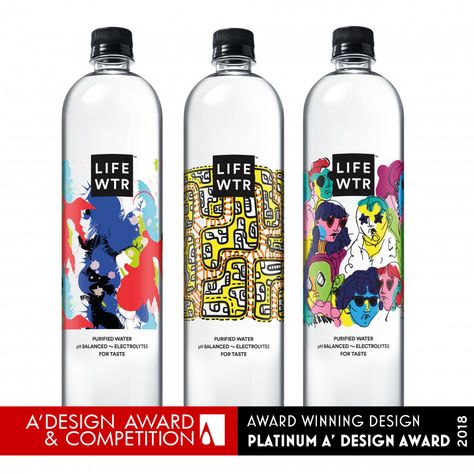 A' Design Award and Competition - PepsiCo Design and Innovation LIFEWTR Series 3:Emerging Fashion Design Brand Packaging Bottle Design Water, Water Bottle Label Design, Water Packaging, Drinks Packaging Design, Bottle Design Packaging, Agua Mineral, Bottle Label Design, Botol Air, Bottled Water