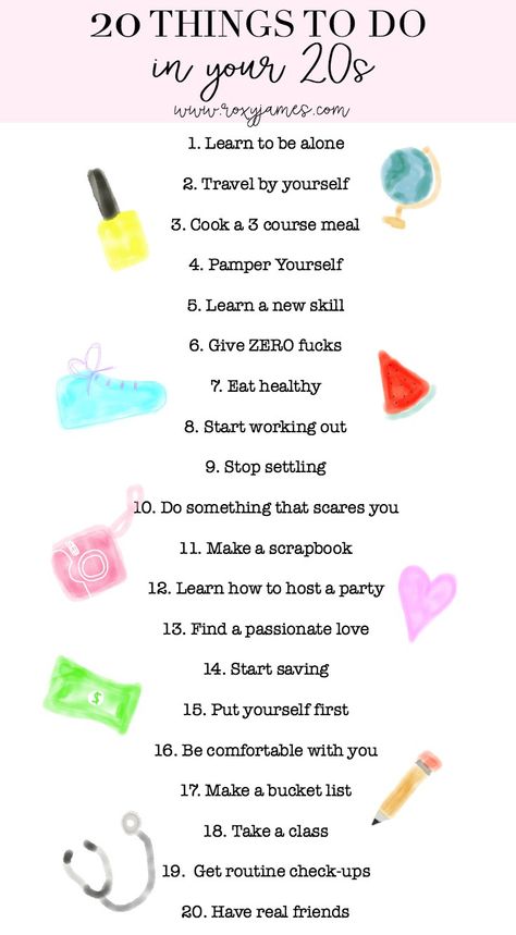 20 things you NEED to do in your 20s!! Definitely printing this out and putting it into my planner!! #bucketlist #20thingstodoinyour20s #20thingsyouneedtodo #thingstodoinyour20s #plan #planner #list #planwithroxy 20s Bucket List, 30 Things To Do Before 30, Halloween Bucket List, Life Goals List, Traveling By Yourself, Bucket List Life, Herbst Bucket List, Goal List, My Planner